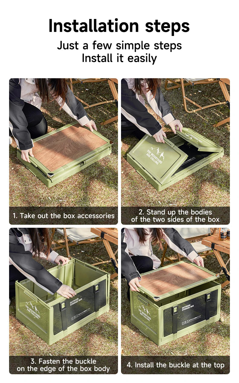 UFORU Foldable Storage Box Multi-layer Thickened Trunk Organizer with Lid – Perfect for Camping Picnic Car Storage