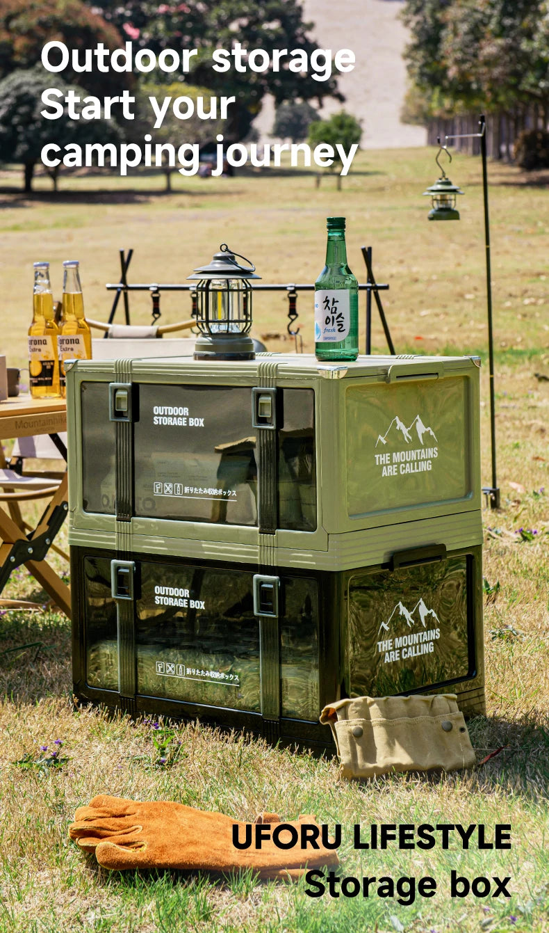 UFORU Foldable Storage Box Multi-layer Thickened Trunk Organizer with Lid – Perfect for Camping Picnic Car Storage