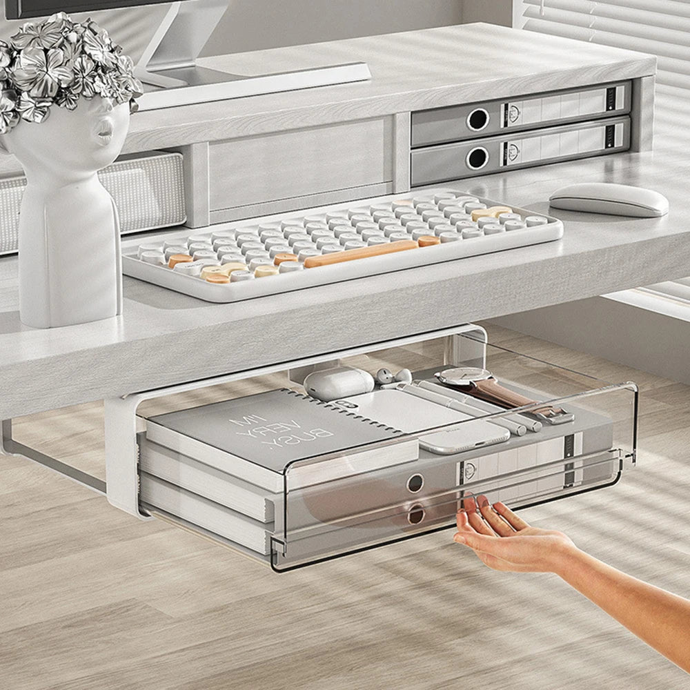 Drawer Storage Box Under Table Hidden Self-Adhesive Drawer Type Organizer Cabinet Office Desk Cosmetics Stationery Storage Rack