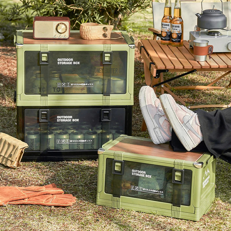 UFORU Foldable Storage Box Multi-layer Thickened Trunk Organizer with Lid – Perfect for Camping Picnic Car Storage