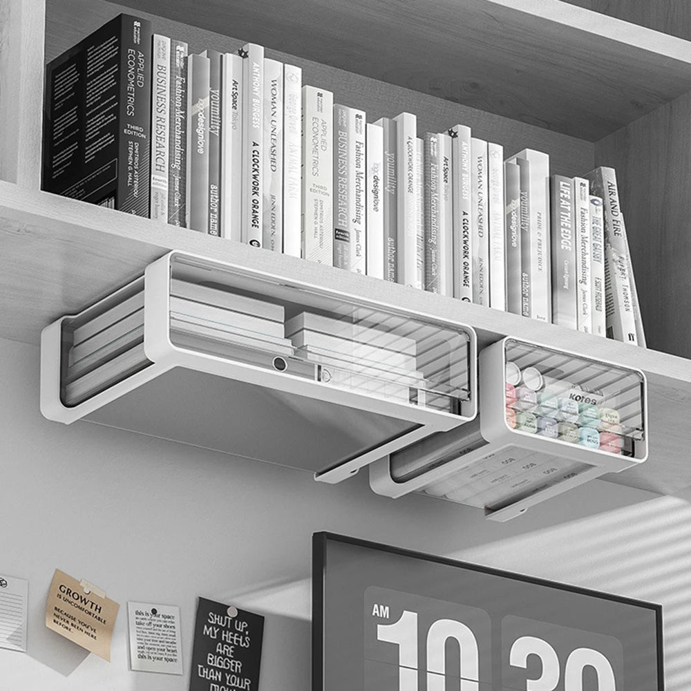 Drawer Storage Box Under Table Hidden Self-Adhesive Drawer Type Organizer Cabinet Office Desk Cosmetics Stationery Storage Rack