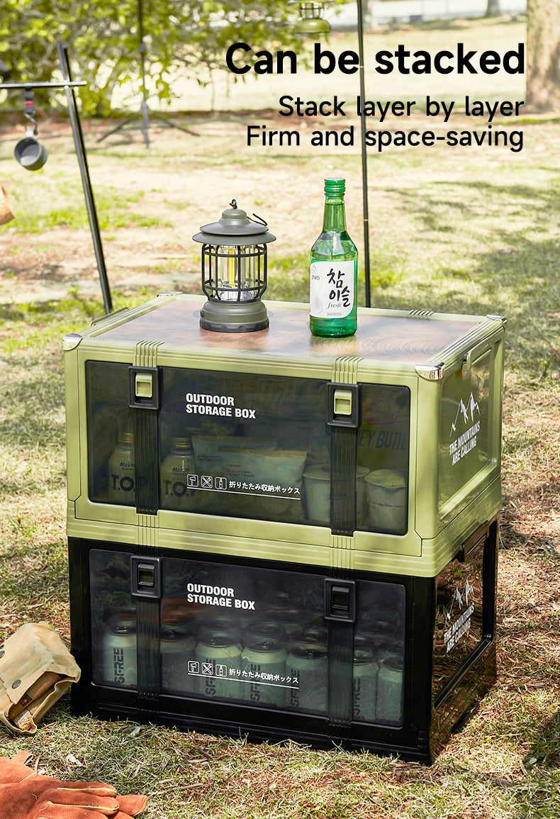 UFORU Foldable Storage Box Multi-layer Thickened Trunk Organizer with Lid – Perfect for Camping Picnic Car Storage