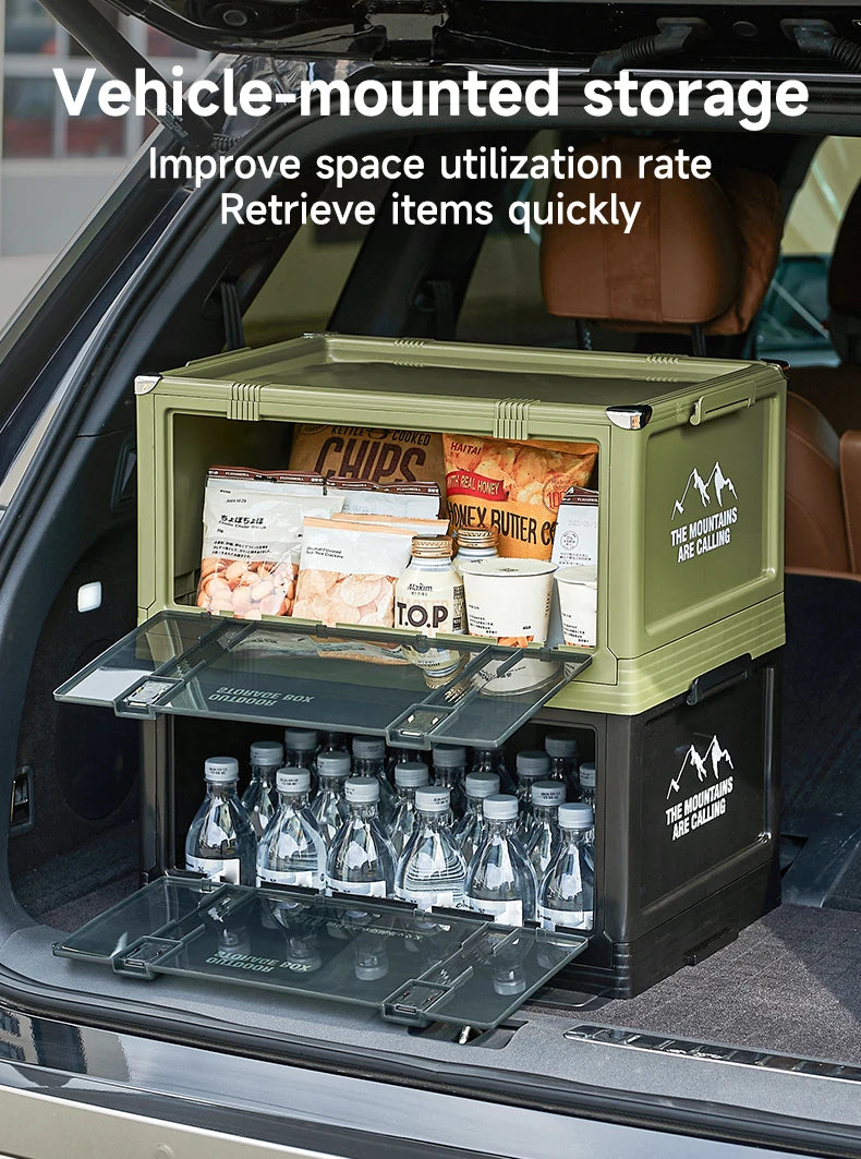 UFORU Foldable Storage Box Multi-layer Thickened Trunk Organizer with Lid – Perfect for Camping Picnic Car Storage