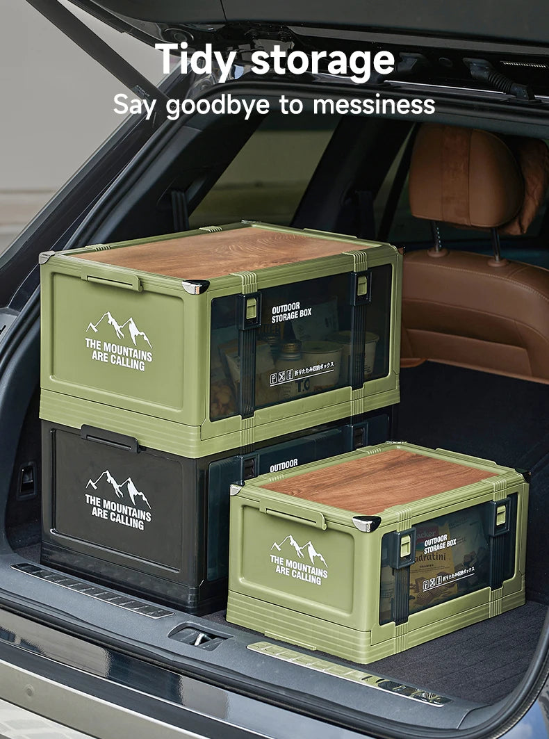 UFORU Foldable Storage Box Multi-layer Thickened Trunk Organizer with Lid – Perfect for Camping Picnic Car Storage