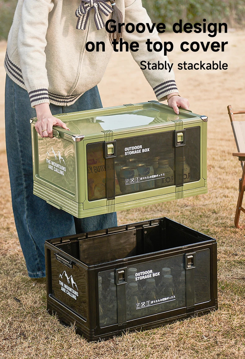 UFORU Foldable Storage Box Multi-layer Thickened Trunk Organizer with Lid – Perfect for Camping Picnic Car Storage